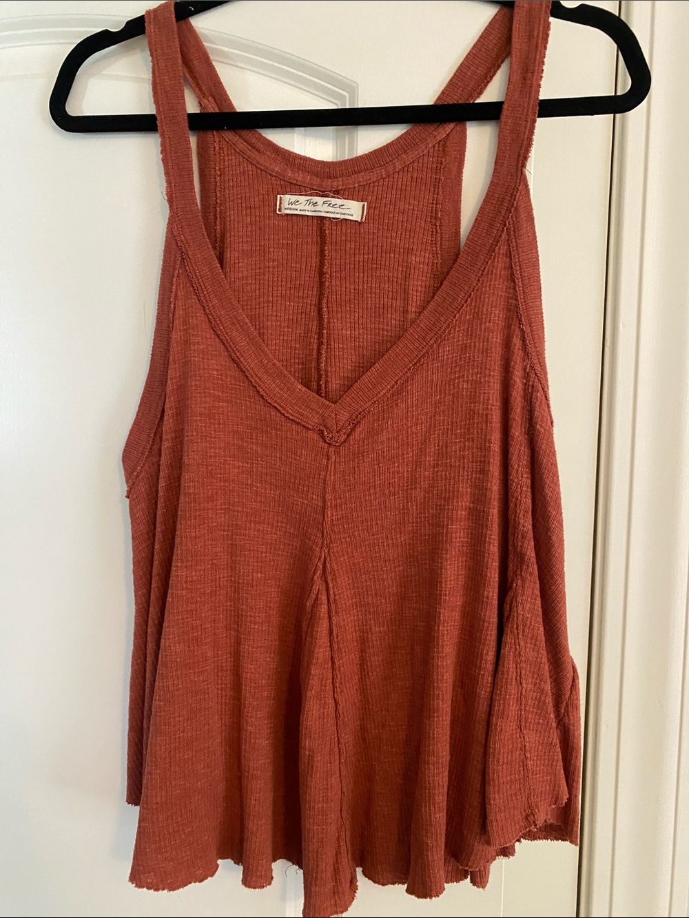 We The Free Rust Ribbed V-Neck Flowy Tank